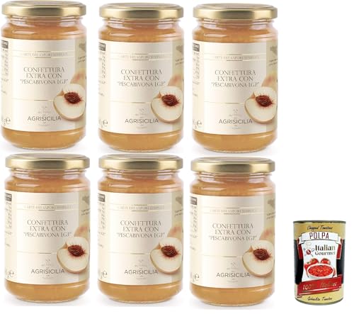Agrisicilia Confettura Pescabivona I.G.P., Extra Marmelade mit "Pfirsich of bivona I.G.P.", sizilianische hochwertige Obst, handwerkliche Verarbeitung, 3x 360g + Italian Gourmet polpa 400g Agrisicilia Confettura Pescabivona I.G.P., Extra Marmelade mit "Pfirsich of bivona I.G.P.", sizilianische hochwertige Obst, handwerkliche Verarbeitung, 3x 360g + Italian Gourmet polpa 400g von Italian Gourmet E.R.