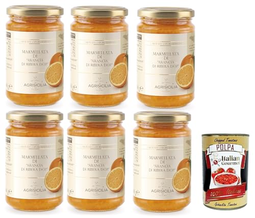 Agrisicilia Marmellata di Arancia,Orange Marmelade von Ribera D.O.P, hochwertige Zitrusfrüchte und ausgezeichnete Handwerkskunst zum Frühstück und Snack, 6x 360g + Italian Gourmet polpa 400g Agrisicilia Marmellata di Arancia,Orange Marmelade von Ribera D.O.P, hochwertige Zitrusfrüchte und ausgezeichnete Handwerkskunst zum Frühstück und Snack, 6x 360g + Italian Gourmet polpa 400g von Italian Gourmet E.R.