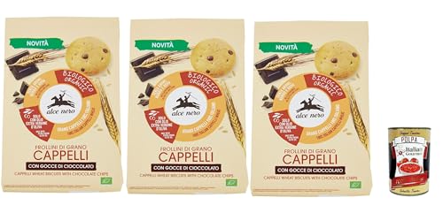 Alce Nero Frollini di grano Cappelli con gocce di cioccolato Weizenkekse mit dunkle Schokoladentropfen Kekse 3x 250g + Italian Gourmet polpa 400g Alce Nero Frollini di grano Cappelli con gocce di cioccolato Weizenkekse mit dunkle Schokoladentropfen Kekse 3x 250g + Italian Gourmet polpa 400g von Italian Gourmet E.R.
