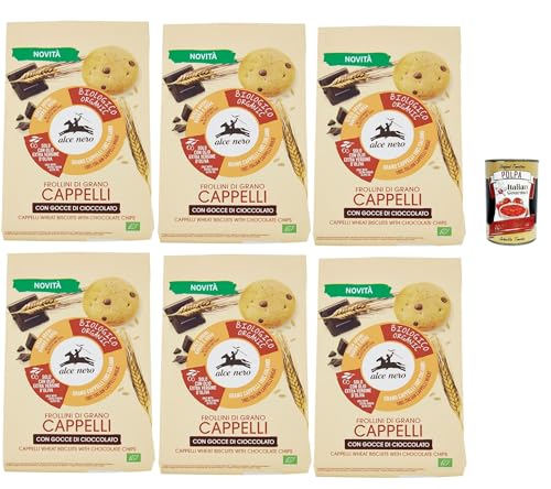 Alce Nero Frollini di grano Cappelli con gocce di cioccolato Weizenkekse mit dunkle Schokoladentropfen Kekse 6x 250g + Italian Gourmet polpa 400g Alce Nero Frollini di grano Cappelli con gocce di cioccolato Weizenkekse mit dunkle Schokoladentropfen Kekse 6x 250g + Italian Gourmet polpa 400g von Italian Gourmet E.R.