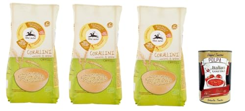 Alce Nero Pasta Corallini , Hartweizen Nudeln, Mit Cappelli-Hartweizen, Angebaut in Italien, 3x Packung mit 500g + Italian Gourmet Polpa di Pomodoro 400g Dose Alce Nero Pasta Corallini , Hartweizen Nudeln, Mit Cappelli-Hartweizen, Angebaut in Italien, 3x Packung mit 500g + Italian Gourmet Polpa di Pomodoro 400g Dose von Italian Gourmet E.R.