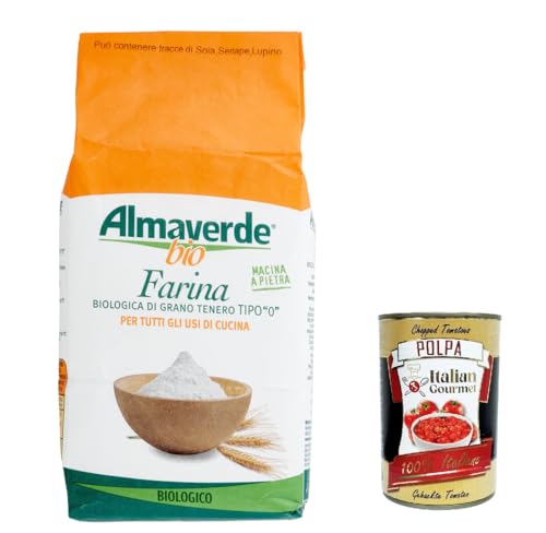 Almaverde Bio -Biologischer Weizenmehl Typ "0" für alle Kochen verwendet 1000 g + Italian Gourmet polpa 400g von Italian Gourmet E.R.