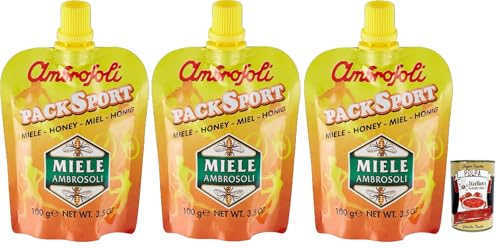 Ambrosoli Packsport Miele Millefiori, sport honey honig, IDEAL FÜR Sportler, Frühstück, sehr streichfähig. 3x 100g + Italian Gourmet polpa 400g Ambrosoli Packsport Miele Millefiori, sport honey honig, IDEAL FÜR Sportler, Frühstück, sehr streichfähig. 3x 100g + Italian Gourmet polpa 400g von Italian Gourmet E.R.