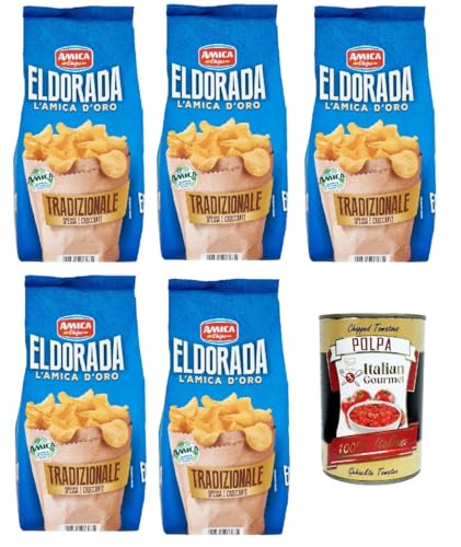 Amica Chips Eldorada Chips Tradizionale Kartoffelchips gesalzen 5x 130g Kartoffel + Italian Gourmet polpa 400g Amica Chips Eldorada Chips Tradizionale Kartoffelchips gesalzen 5x 130g Kartoffel + Italian Gourmet polpa 400g von Italian Gourmet E.R.