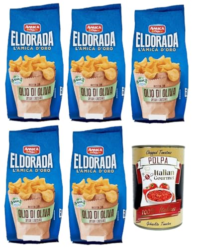 Amica Chips Eldorada Chips mit Olivenöl Kartoffelchips gesalzen 5x 130g Kartoffel + Italian Gourmet polpa 400g Amica Chips Eldorada Chips mit Olivenöl Kartoffelchips gesalzen 5x 130g Kartoffel + Italian Gourmet polpa 400g von Italian Gourmet E.R.