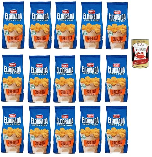 Amica Chips Eldorada Grigliata Salzige Kartoffelchips mit gewelltem Schnitt 15x 130g glutenfreie knusprige Kartoffel chips + Italian Gourmet polpa 400g Amica Chips Eldorada Grigliata Salzige Kartoffelchips mit gewelltem Schnitt 15x 130g glutenfreie knusprige Kartoffel chips + Italian Gourmet polpa 400g von Italian Gourmet E.R.