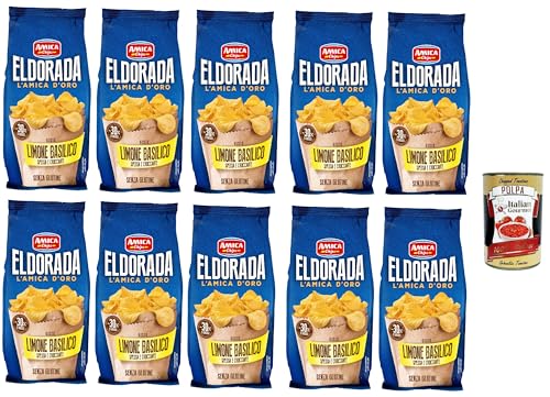 Amica Chips Eldorada Salzige Kartoffelchips mit Zitrone und Basilikum 10x 130g glutenfreie knusprige Kartoffel chips + Italian Gourmet poplpa 400g Amica Chips Eldorada Salzige Kartoffelchips mit Zitrone und Basilikum 10x 130g glutenfreie knusprige Kartoffel chips + Italian Gourmet poplpa 400g von Italian Gourmet E.R.