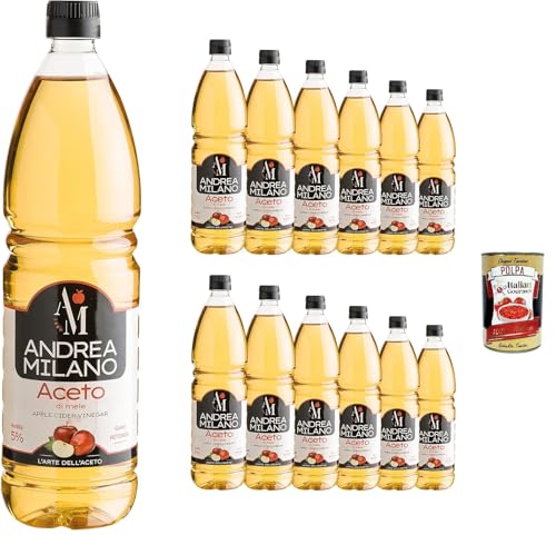 Andrea Milano, Apfelessig, empfindlicher und aromatischer Geschmack, ideal zum Kombinieren mit gekochtem und rohem Gemüse, 5% Säure, hergestellt in Italien, 12x 1lt + Italian Gourmet polpa 400g Andrea Milano, Apfelessig, empfindlicher und aromatischer Geschmack, ideal zum Kombinieren mit gekochtem und rohem Gemüse, 5% Säure, hergestellt in Italien, 12x 1lt + Italian Gourmet polpa 400g von Italian Gourmet E.R.