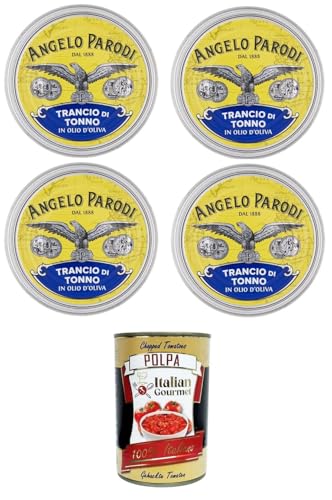 Angelo Parodi Trancio di Tonno in olio di Oliva Thunfischsteak in Olivenöl 4x150gr + Italian Gourmet Polpa di Pomodoro 400g Angelo Parodi Trancio di Tonno in olio di Oliva Thunfischsteak in Olivenöl 4x150gr + Italian Gourmet Polpa di Pomodoro 400g von Italian Gourmet E.R.