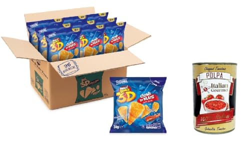 Aperisnack 3D Coni Mais gusto vivace Bustina Monoporzione Lebhaft aromatisierte Maiszapfen, 30 g Einzeldosisbeutel mit 36 Stück + Italian Gourmet polpa 400g Aperisnack 3D Coni Mais gusto vivace Bustina Monoporzione Lebhaft aromatisierte Maiszapfen, 30 g Einzeldosisbeutel mit 36 Stück + Italian Gourmet polpa 400g von Italian Gourmet E.R.