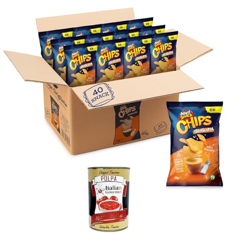 Aperisnack Patatine Grigliate Monoporzione Grilled Chips Einzelportion 25g Karton mit 40 Stück + Italian Gourmet polpa 400g Aperisnack Patatine Grigliate Monoporzione Grilled Chips Einzelportion 25g Karton mit 40 Stück + Italian Gourmet polpa 400g von Italian Gourmet E.R.
