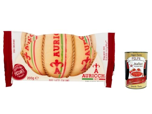 Auricchio Provolone Piccante, Pikant - Geschnittener Würziger Käse mit 100% italienischer Milch (vakuumverpackt) 45 % Fett i. Tr. 200 gr. + Itlaian Gourmet polpa 400g von Italian Gourmet E.R.