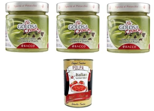 Bacco La Golosa Crema al Pistacchio con Granella di biscotto Die köstliche Pistaziencreme mit Keksbröseln 3x200gr + Italian Gourmet polpa 400g Bacco La Golosa Crema al Pistacchio con Granella di biscotto Die köstliche Pistaziencreme mit Keksbröseln 3x200gr + Italian Gourmet polpa 400g von Italian Gourmet E.R.