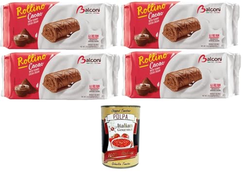 Balconi Rollino al Cacao, Con Golosa crema al cacao,Kakaobrötchen, mit köstlicher Kakaocreme 4x222gr + Italian Gourmet polpa 400g Balconi Rollino al Cacao, Con Golosa crema al cacao,Kakaobrötchen, mit köstlicher Kakaocreme 4x222gr + Italian Gourmet polpa 400g von Italian Gourmet E.R.