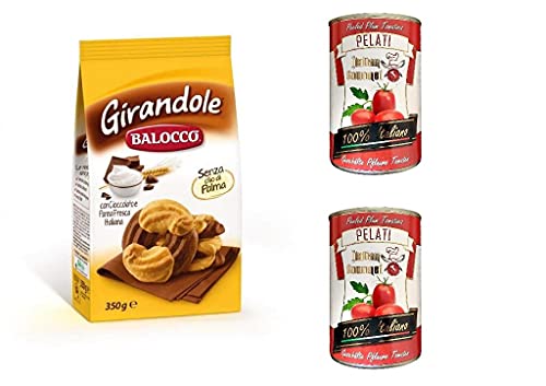 Balocco Girandole kekse mit Schokolade und Sahne 350g biscuits cookies + Italian Gourmet 100% italienische geschälte Tomaten dosen 2x 400g von Italian Gourmet E.R.