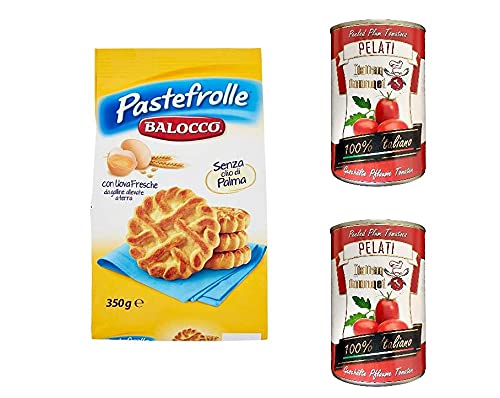 Balocco Pastefrolle Kekse mit italienischer Milch und frischen Eiern biscuits cookies 350g + Italian Gourmet 100% italienische geschälte Tomaten dosen 2x 400g von Italian Gourmet E.R.