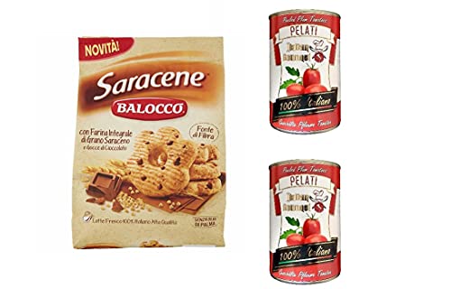 Balocco Saracene Kekse mit Buchweizen und Schokoladenstückchen biscuits cookies 700g + Italian Gourmet 100% italienische geschälte Tomaten dosen 2x 400g von Italian Gourmet E.R.