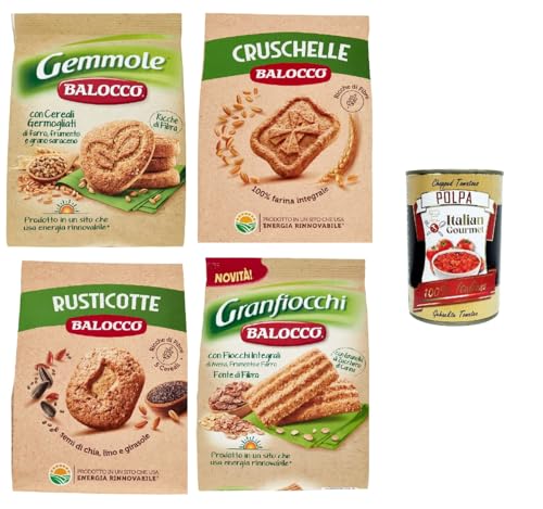 Balocco Testpaket Biscotti Integrali Vollkornkekse Kekse Biscuits mit einer Mischung aus feinem gekeimtem Getreide und mit braunen Zucker Körnern 4x 700g + Italian Gourmet polpa 400g Balocco Testpaket Biscotti Integrali Vollkornkekse Kekse Biscuits mit einer Mischung aus feinem gekeimtem Getreide und mit braunen Zucker Körnern 4x 700g + Italian Gourmet polpa 400g von Italian Gourmet E.R.