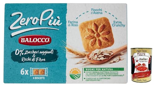 Balocco Zero Più Biscotti Ohne Zuckerzusatz,Kekse mit Reismehl, Haferflocken und Extra Crunchy,Packung mit 230g + Italian Gourmet Polpa di Pomodoro 400g Dose Balocco Zero Più Biscotti Ohne Zuckerzusatz,Kekse mit Reismehl, Haferflocken und Extra Crunchy,Packung mit 230g + Italian Gourmet Polpa di Pomodoro 400g Dose von Italian Gourmet E.R.
