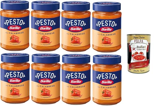 Barilla Pesto Alla Calabrese con Peperoni Condimento e Sugo per Pasta Kalabrisches Pesto mit Paprikagewürz und Pastasauce 8x190gr + Italian Gourmet polpa 400g Barilla Pesto Alla Calabrese con Peperoni Condimento e Sugo per Pasta Kalabrisches Pesto mit Paprikagewürz und Pastasauce 8x190gr + Italian Gourmet polpa 400g von Italian Gourmet E.R.