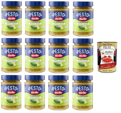 Barilla Pesto Alla Genovese senz'Aglio Condimento e Sugo per Pasta Genueser Pesto ohne Knoblauchgewürz und Nudelsauce 12x190gr + Italian Gourmet polpa 400g Barilla Pesto Alla Genovese senz'Aglio Condimento e Sugo per Pasta Genueser Pesto ohne Knoblauchgewürz und Nudelsauce 12x190gr + Italian Gourmet polpa 400g von Italian Gourmet E.R.