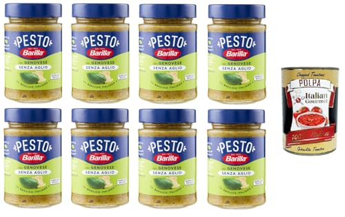 Barilla Pesto Alla Genovese senz'Aglio Condimento e Sugo per Pasta Genueser Pesto ohne Knoblauchgewürz und Nudelsauce 8x190gr + Italian Gourmet polpa 400g Barilla Pesto Alla Genovese senz'Aglio Condimento e Sugo per Pasta Genueser Pesto ohne Knoblauchgewürz und Nudelsauce 8x190gr + Italian Gourmet polpa 400g von Italian Gourmet E.R.