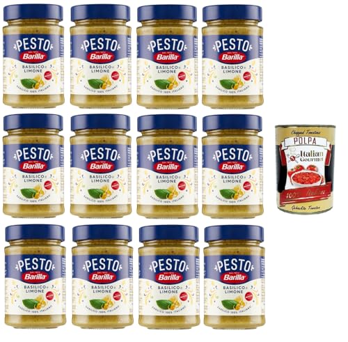 Barilla Pesto Basilico e Limone Condimento e Sugo per Pasta Basilikum-Zitronen-Pesto-Gewürz und Pastasauce 12x190gr + Italian Gourmet polpa 400g Barilla Pesto Basilico e Limone Condimento e Sugo per Pasta Basilikum-Zitronen-Pesto-Gewürz und Pastasauce 12x190gr + Italian Gourmet polpa 400g von Italian Gourmet E.R.
