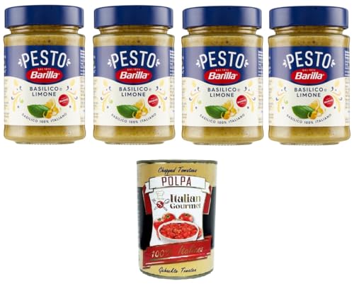 Barilla Pesto Basilico e Limone Condimento e Sugo per Pasta Basilikum-Zitronen-Pesto-Gewürz und Pastasauce 4x190gr + Italian Gourmet polpa 400g Barilla Pesto Basilico e Limone Condimento e Sugo per Pasta Basilikum-Zitronen-Pesto-Gewürz und Pastasauce 4x190gr + Italian Gourmet polpa 400g von Italian Gourmet E.R.