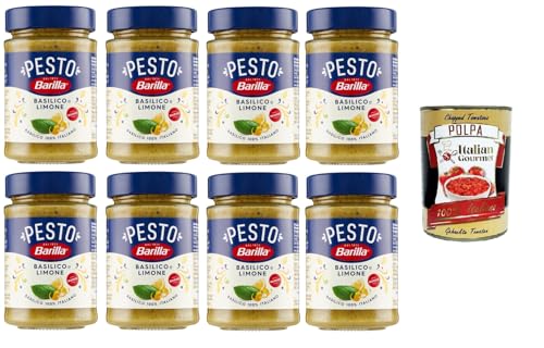 Barilla Pesto Basilico e Limone Condimento e Sugo per Pasta Basilikum-Zitronen-Pesto-Gewürz und Pastasauce 8x190gr + Italian Gourmet polpa 400g Barilla Pesto Basilico e Limone Condimento e Sugo per Pasta Basilikum-Zitronen-Pesto-Gewürz und Pastasauce 8x190gr + Italian Gourmet polpa 400g von Italian Gourmet E.R.