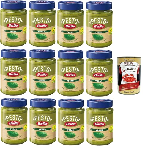 Barilla Pesto Di Basilico Vegan Condimento e Sugo per Pasta Veganes Basilikum-Pesto-Gewürz und Pastasauce 12x190 g+ Italian Gourmet polpa 400g Barilla Pesto Di Basilico Vegan Condimento e Sugo per Pasta Veganes Basilikum-Pesto-Gewürz und Pastasauce 12x190 g+ Italian Gourmet polpa 400g von Italian Gourmet E.R.