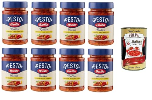 Barilla Pesto Rustico Verdure Mediterranee Condimento e Sugo per Pasta Rustic Pesto, mediterrane Gemüsegewürz- und Pastasauce 8x200gr + Italian Gourmet polpa 400g Barilla Pesto Rustico Verdure Mediterranee Condimento e Sugo per Pasta Rustic Pesto, mediterrane Gemüsegewürz- und Pastasauce 8x200gr + Italian Gourmet polpa 400g von Italian Gourmet E.R.