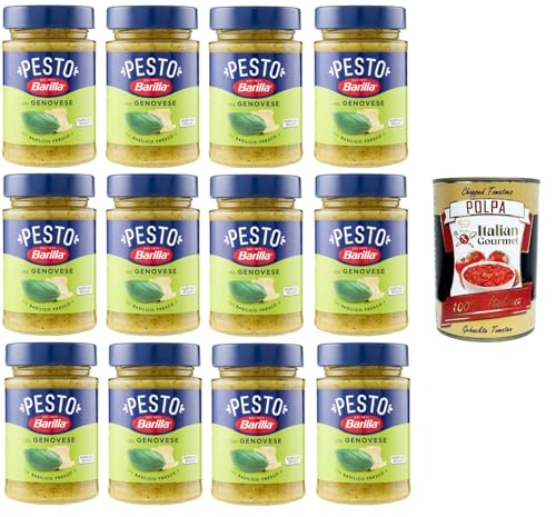 Barilla Pesto alla Genovese con Basilico Fresco Condimento e Sugo per Pasta Genueser Pesto mit frischem Basilikumgewürz und Pastasauce 12x190gr + Italian Gourmet polpa 400g Barilla Pesto alla Genovese con Basilico Fresco Condimento e Sugo per Pasta Genueser Pesto mit frischem Basilikumgewürz und Pastasauce 12x190gr + Italian Gourmet polpa 400g von Italian Gourmet E.R.