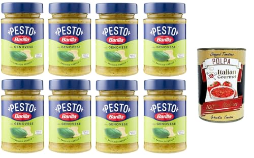 Barilla Pesto alla Genovese con Basilico Fresco Condimento e Sugo per Pasta Genueser Pesto mit frischem Basilikumgewürz und Pastasauce 8x190gr + Italian Gourmet polpa 400g Barilla Pesto alla Genovese con Basilico Fresco Condimento e Sugo per Pasta Genueser Pesto mit frischem Basilikumgewürz und Pastasauce 8x190gr + Italian Gourmet polpa 400g von Italian Gourmet E.R.