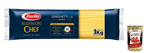 Barilla Selezione Oro Chef Spaghetti n.5,Hartweizengrieß Pasta,100% italienisches Getreide,Packung mit 1kg + Italian Gourmet Polpa di Pomodoro 400g Dose von Italian Gourmet E.R.