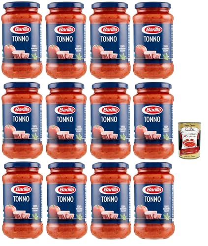 Barilla Sugo Pronto al Tonno all' Olio di Oliva e Pomodoro Italiano, Fertige Thunfischsauce mit Olivenöl und italienischen Tomaten, 12x 400g + Italian Gourmet polpa 400g Barilla Sugo Pronto al Tonno all' Olio di Oliva e Pomodoro Italiano, Fertige Thunfischsauce mit Olivenöl und italienischen Tomaten, 12x 400g + Italian Gourmet polpa 400g von Italian Gourmet E.R.