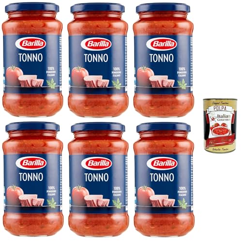 Barilla Sugo Pronto al Tonno all' Olio di Oliva e Pomodoro Italiano, Fertige Thunfischsauce mit Olivenöl und italienischen Tomaten, 6x 400g + Italian Gourmet polpa 400g Barilla Sugo Pronto al Tonno all' Olio di Oliva e Pomodoro Italiano, Fertige Thunfischsauce mit Olivenöl und italienischen Tomaten, 6x 400g + Italian Gourmet polpa 400g von Italian Gourmet E.R.