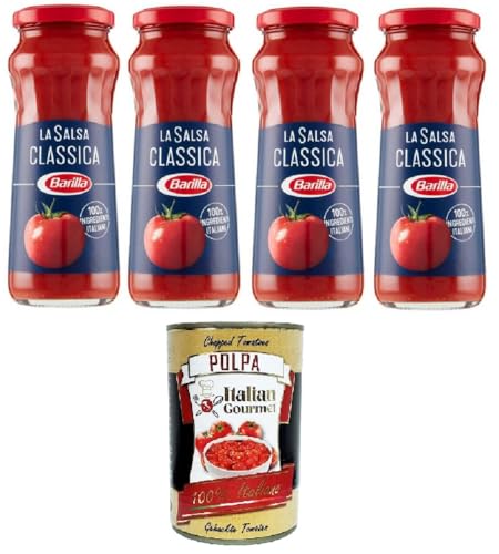Barilla - Sugo Salsa Pronta Classica,Klassische Fertigsauce, mit Tomaten und nativem Olivenöl extra, glutenfrei – 4x300 g+ Italian Gourmet polpa 400gr Barilla - Sugo Salsa Pronta Classica,Klassische Fertigsauce, mit Tomaten und nativem Olivenöl extra, glutenfrei – 4x300 g+ Italian Gourmet polpa 400gr von Italian Gourmet E.R.