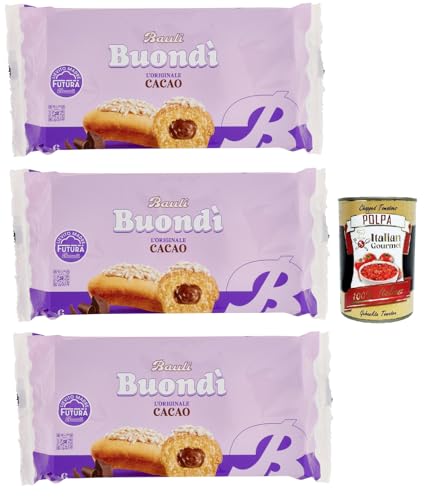 Bauli, Buondì Cacao, gebackener Kuchen snack mit Kakaocreme abgepackte Snacks 3x 258g Frühstück + Italian Gourmet polpa 400g Bauli, Buondì Cacao, gebackener Kuchen snack mit Kakaocreme abgepackte Snacks 3x 258g Frühstück + Italian Gourmet polpa 400g von Italian Gourmet E.R.