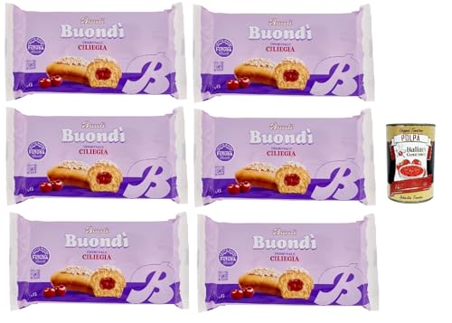 Bauli, Buondì Ciliegia, gebackener Kuchen snack mit Kirsche creme abgepackte Snacks 6x 258g Frühstück + Italian Gourmet polpa 400g Bauli, Buondì Ciliegia, gebackener Kuchen snack mit Kirsche creme abgepackte Snacks 6x 258g Frühstück + Italian Gourmet polpa 400g von Italian Gourmet E.R.