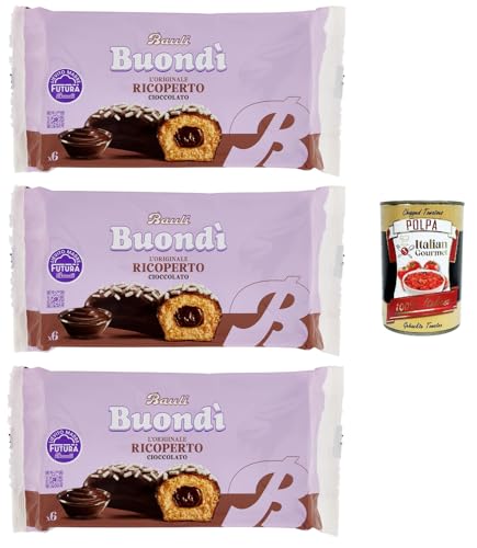 Bauli, Buondì Ricoperto al Cioccolato, Kuchen Süßer Snack Backwaren mit Schokoladenfüllung 3x 276g + Italian Gourmet polpa 400g Bauli, Buondì Ricoperto al Cioccolato, Kuchen Süßer Snack Backwaren mit Schokoladenfüllung 3x 276g + Italian Gourmet polpa 400g von Italian Gourmet E.R.