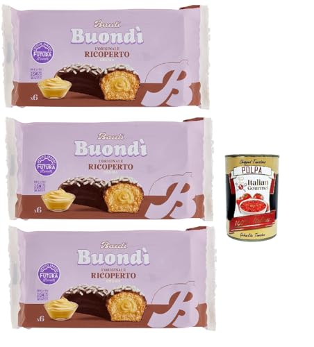 Bauli, Buondì con Copertura al Cacao e Crema alla Vaniglia - Snacks gebackener Kuchen mit Kakao und Vanillecreme, 3x 276g + Italian Gourmet polpa 400g Bauli, Buondì con Copertura al Cacao e Crema alla Vaniglia - Snacks gebackener Kuchen mit Kakao und Vanillecreme, 3x 276g + Italian Gourmet polpa 400g von Italian Gourmet E.R.