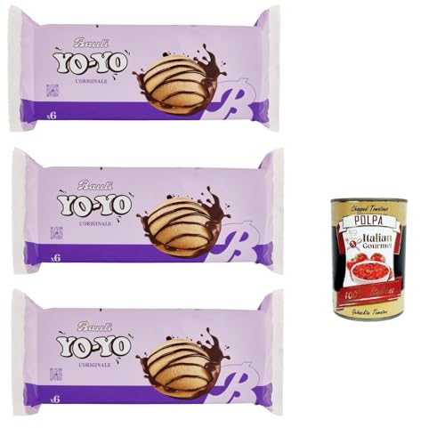 Bauli, Yo-Yo Merendine Soffici di Pan di Spagna con Crema al Cioccolato, kuchen Weiche Snacks Schwammkuchen mit Schokoladencreme 3x 210g + Italian Gourmet polpa 400g Bauli, Yo-Yo Merendine Soffici di Pan di Spagna con Crema al Cioccolato, kuchen Weiche Snacks Schwammkuchen mit Schokoladencreme 3x 210g + Italian Gourmet polpa 400g von Italian Gourmet E.R.