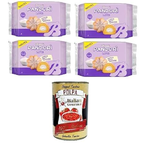 Bauli Pandori' al Latte,Pandori' mit Milch weiche Pasta Pandoro, Spezialität des italienischen Gebäcks, traditionelle Pandoro-Art 4x 178gr + Italian Gourmet polpa 400g Bauli Pandori' al Latte,Pandori' mit Milch weiche Pasta Pandoro, Spezialität des italienischen Gebäcks, traditionelle Pandoro-Art 4x 178gr + Italian Gourmet polpa 400g von Italian Gourmet E.R.