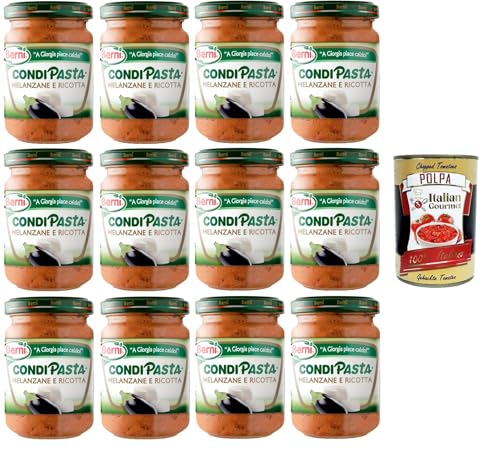 Berni Condipasta Melanzane e Ricotta Auberginen- und Ricotta-Konfitüre-Gewürz für erste Gänge und Bruschetta 12x130gr+ Italian Gourmet polpa 400g Berni Condipasta Melanzane e Ricotta Auberginen- und Ricotta-Konfitüre-Gewürz für erste Gänge und Bruschetta 12x130gr+ Italian Gourmet polpa 400g von Italian Gourmet E.R.