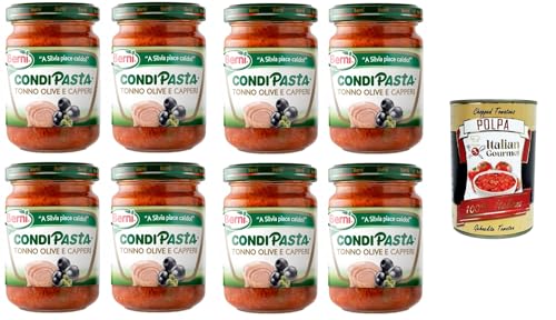 Berni Condipasta Tonno, Olive e capperi Thunfisch, Oliven und Kapern konserviertes Gewürz für erste Gänge und Bruschetta 8x130gr + Italian Gourmet polpa 400g Berni Condipasta Tonno, Olive e capperi Thunfisch, Oliven und Kapern konserviertes Gewürz für erste Gänge und Bruschetta 8x130gr + Italian Gourmet polpa 400g von Italian Gourmet E.R.