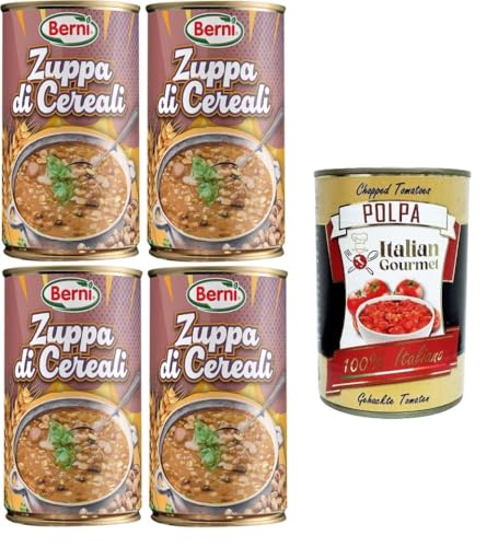 Berni Zuppa di Cereali Getreidesuppe 100% natürliche Getreidesuppe. Reich an Ballaststoffen 4x420gr + Italian Gourmet polpa 400g Berni Zuppa di Cereali Getreidesuppe 100% natürliche Getreidesuppe. Reich an Ballaststoffen 4x420gr + Italian Gourmet polpa 400g von Italian Gourmet E.R.