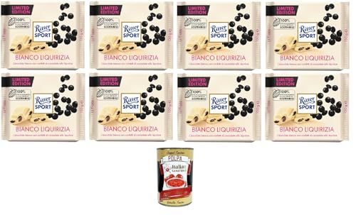 Bianco Liquirizia Limited Edition, Limitierte Ausgabe, Weiße Schokolade mit Lakritze-Stückchen, 8x 100 g+ Italian Gourmet polpa 400g Bianco Liquirizia Limited Edition, Limitierte Ausgabe, Weiße Schokolade mit Lakritze-Stückchen, 8x 100 g+ Italian Gourmet polpa 400g von Italian Gourmet E.R.