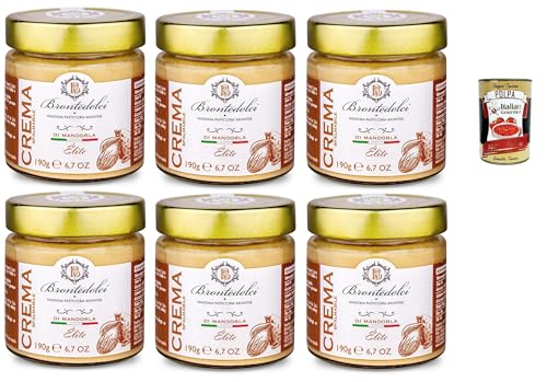 Brontedolci Crema Spalmabile alla Nocciola Streichfähige Brotaufstrich Haselnusscreme 6x 190g in Glas aus Sizilien mit 40% Haselnüssen + Italian Gourmet polpa 400g Brontedolci Crema Spalmabile alla Nocciola Streichfähige Brotaufstrich Haselnusscreme 6x 190g in Glas aus Sizilien mit 40% Haselnüssen + Italian Gourmet polpa 400g von Italian Gourmet E.R.