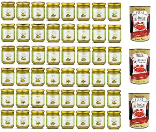 Brontedolci Crema di pistacchio, Pistaziencreme süß mit 40% Pistazien aus Sizilien (Ätna), Streichfähige, Brotaufstrich in Glas, Pistachio spreadable cream 48x 190g+ Italian Gourmet polpa 400g von Italian Gourmet E.R.
