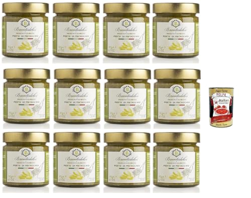 Brontedolci Pesto di Pistacchio Pistazien Pesto kochsaucen pasta sauce, pistachio cooking sauce 12x 190g in Glas aus Sizilien mit 55% Pistazien + Italian Gourmet polpa 400g Brontedolci Pesto di Pistacchio Pistazien Pesto kochsaucen pasta sauce, pistachio cooking sauce 12x 190g in Glas aus Sizilien mit 55% Pistazien + Italian Gourmet polpa 400g von Italian Gourmet E.R.